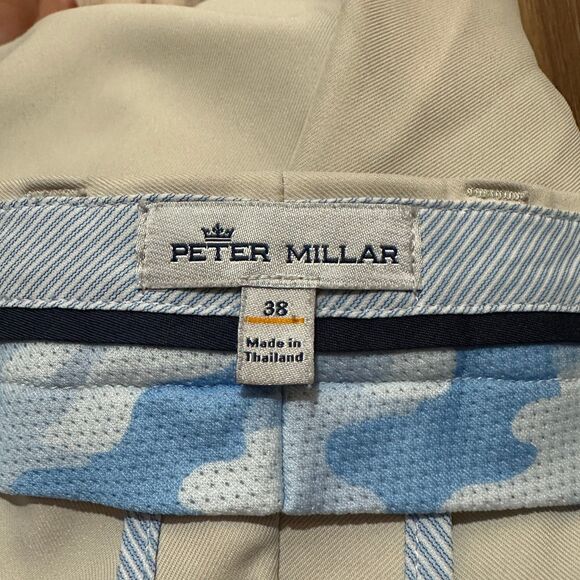 Peter Millar Flat Front Shorts Men's 38 Cream Ivory Pima Golf Performance Preppy - Picture 3 of 8